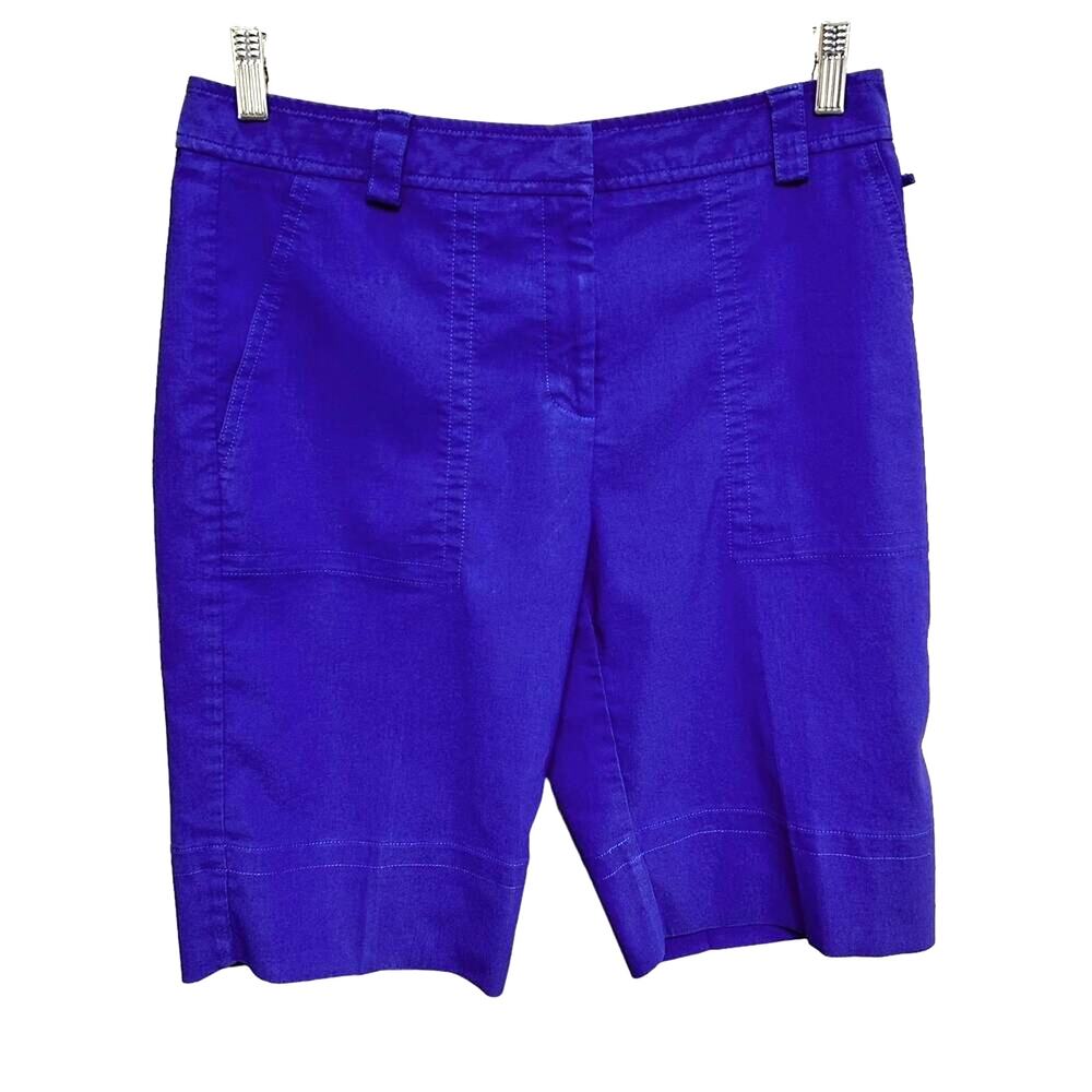 Lija Womens Royal Blue High Rise Golf Bermuda Stretch Casual Shorts Size 10